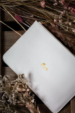 Braut-Pouch, Clutch mit Schriftzug 