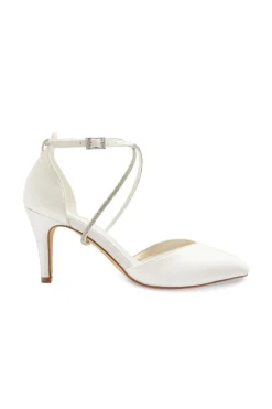 Braut Pumps mit funkelndem Riemen – Marielle Ivory Satin | G.Westerleigh